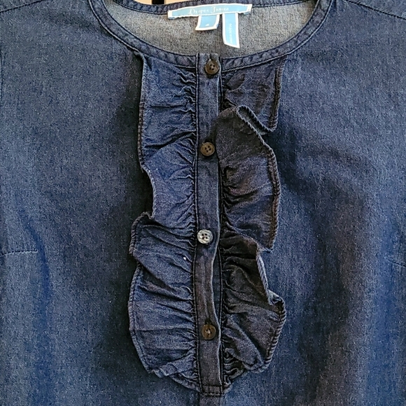 Draper James Chambray Ruffle Denim Shift Dress - Picture 6 of 6